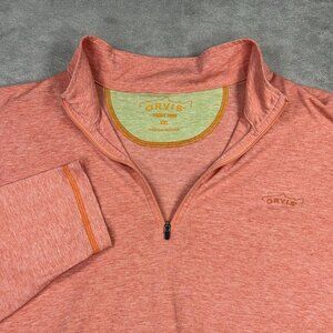 ORVIS Trout Bum Mens XXL 1/4 Zip Performance Long Sleeve Shirt Peach Pullover